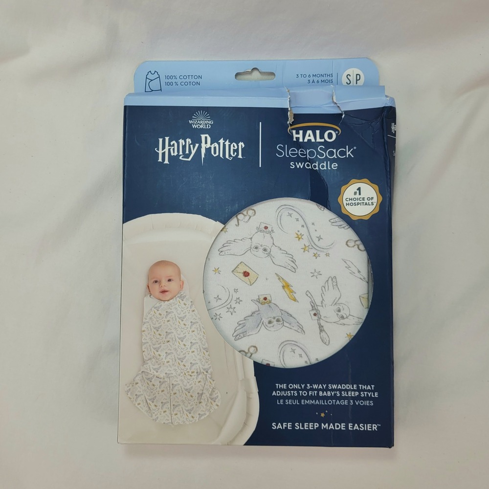 HALO SleepSack Swaddle Harry Potter Hedwig Print 3-6 Months 1.5 TOG Cotton